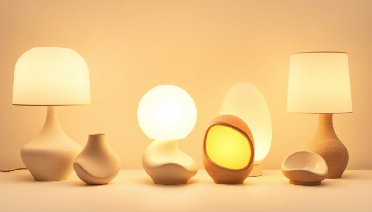 Ceramic table lamps in soothing organic shapes