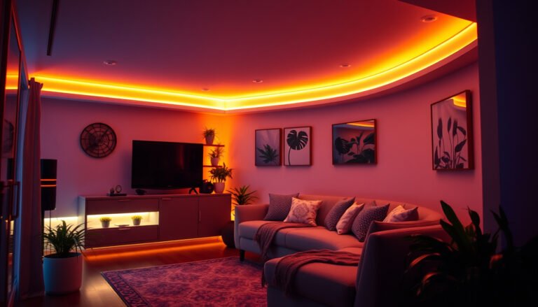 Warm LED strip lighting for hidden illumination
